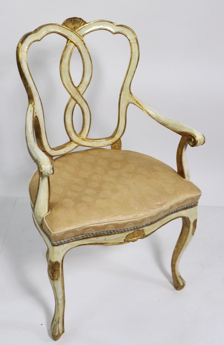 Romantic Pair of Vintage Gilt Decorated Armchairs by Florentine Furniture For Sale