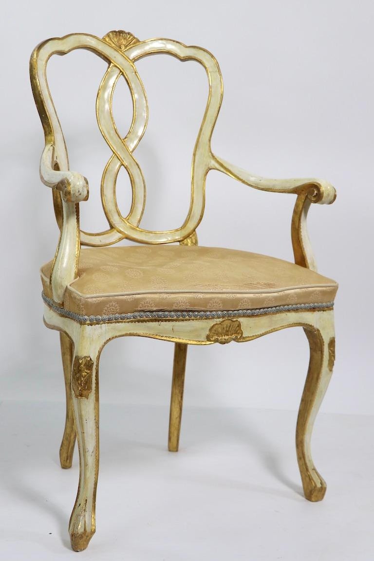 Italian Pair of Vintage Gilt Decorated Armchairs by Florentine Furniture For Sale