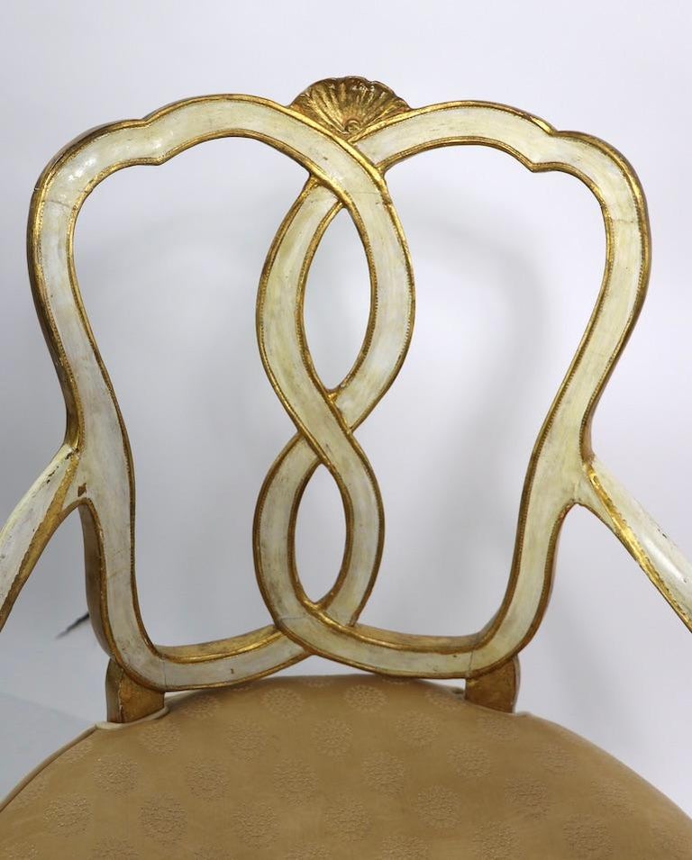 Pair of Vintage Gilt Decorated Armchairs by Florentine Furniture In Good Condition For Sale In New York, NY