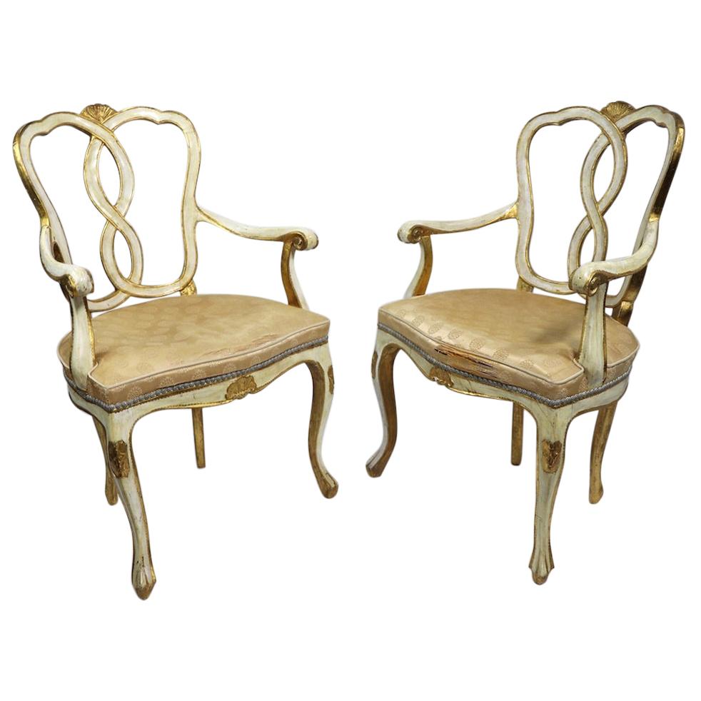Pair of Vintage Gilt Decorated Armchairs by Florentine Furniture