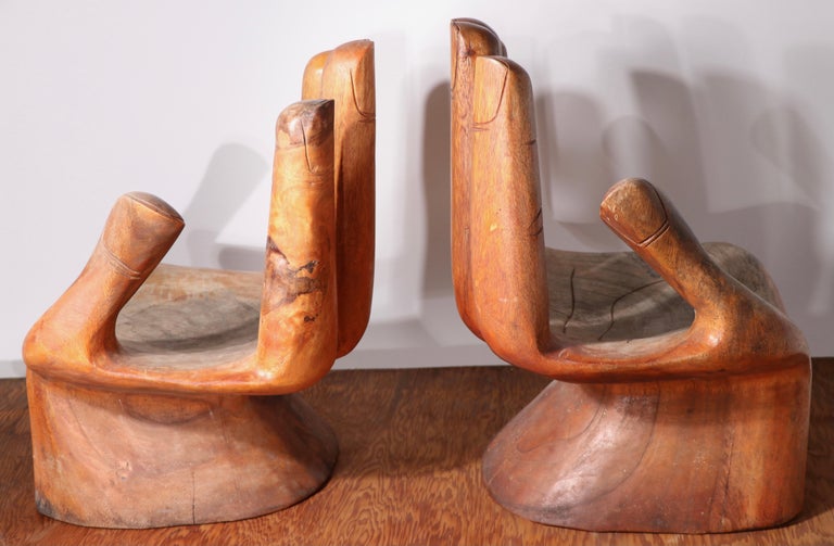 Pr. Vintage Hand Carved Miniature Hand Chairs after Pedro Friedeberg For Sale 9