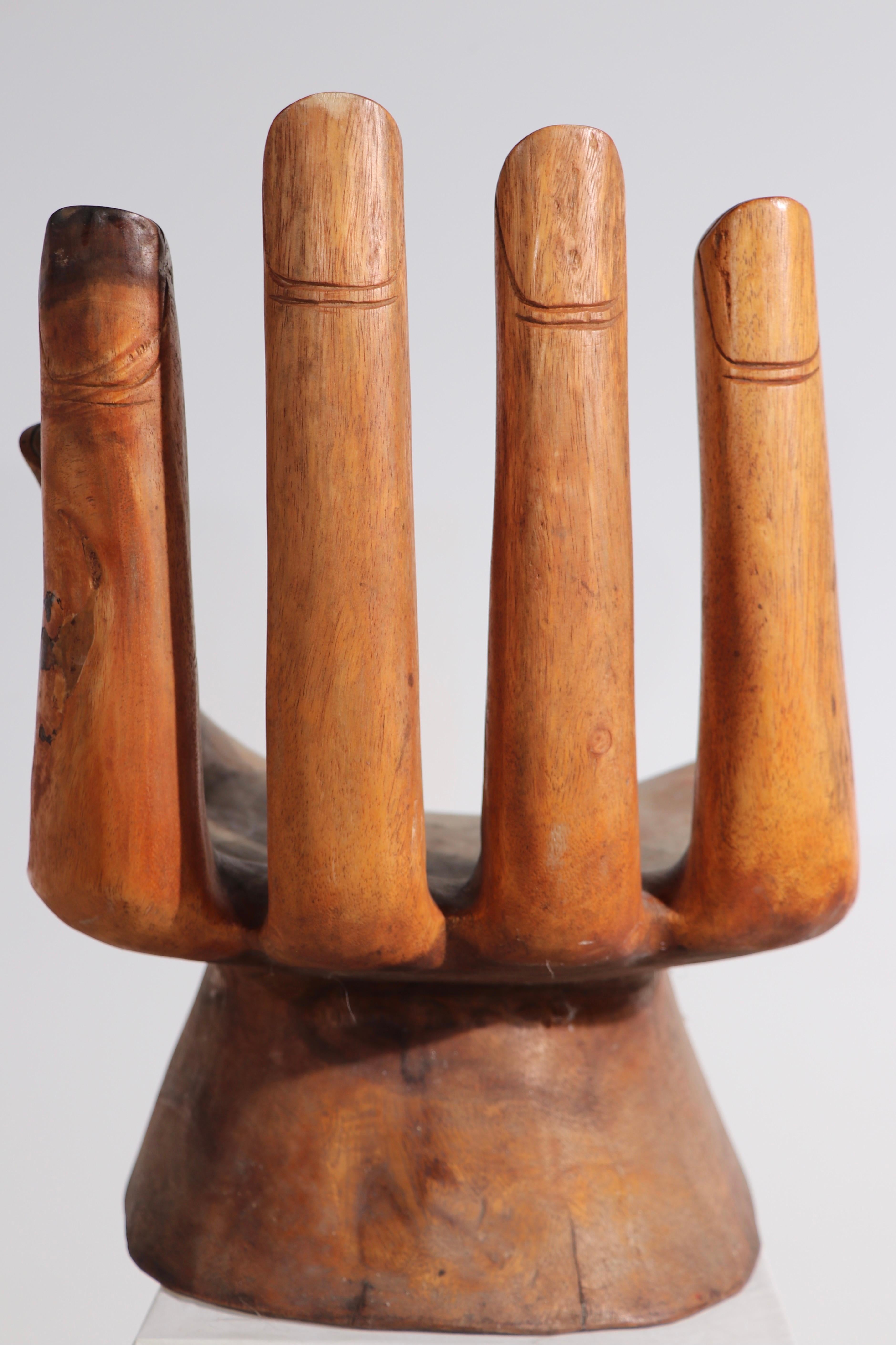 Pr. Vintage Hand Carved Miniature Hand Chairs after Pedro Friedeberg In Good Condition For Sale In New York, NY