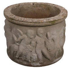 Pr. Vintage Henri Studio Classical Style  Cement Planters with Cherub Decoration