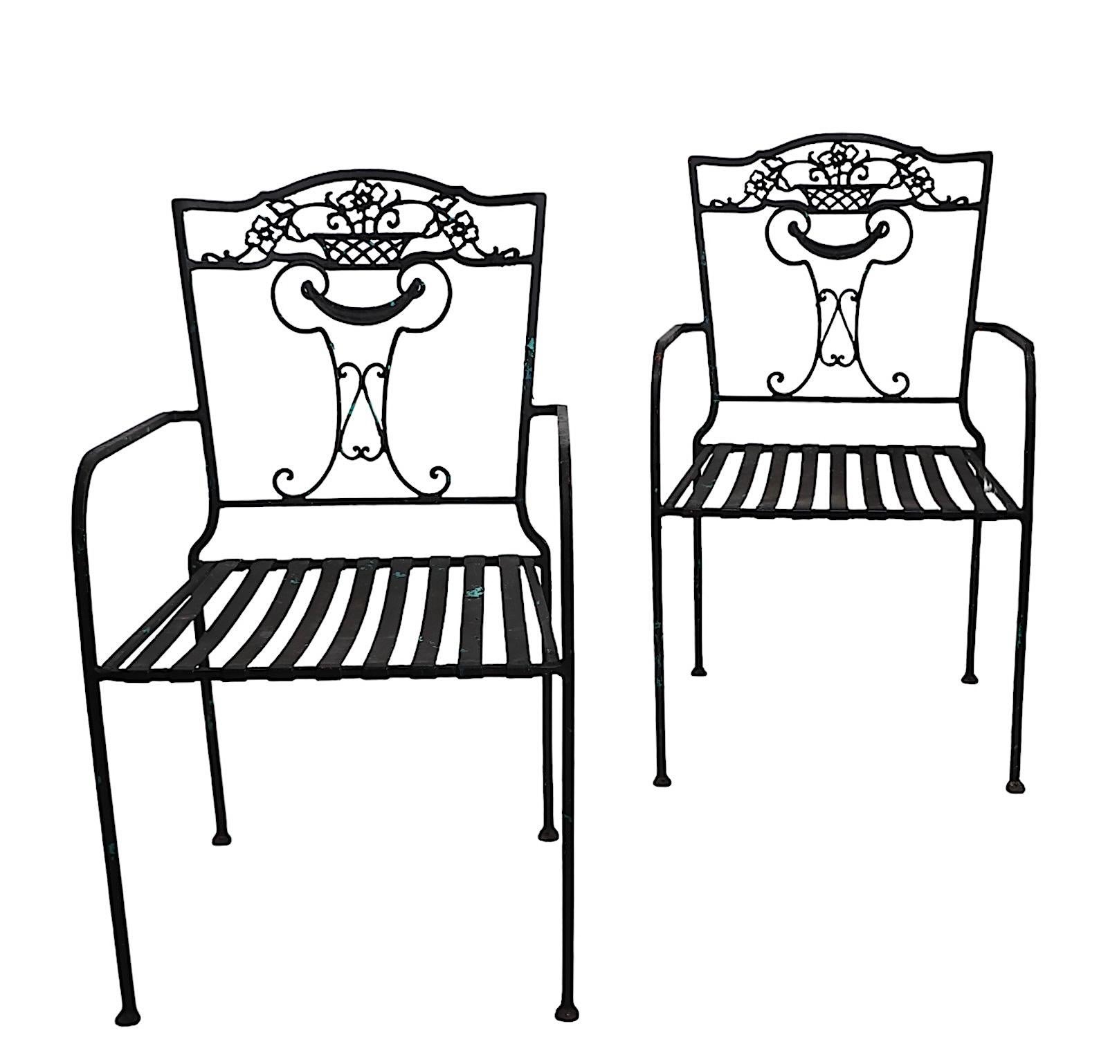 Américain Pr.  Fauteuils de hauteur de salle à manger en fer forgé vintage, vers 1920/60 en vente