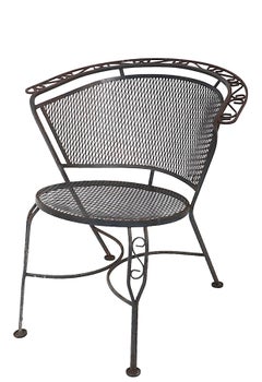 Pr. Vintage Wrought Iron Garden patio Poolside Chairs by Woodard c. 1950/60's