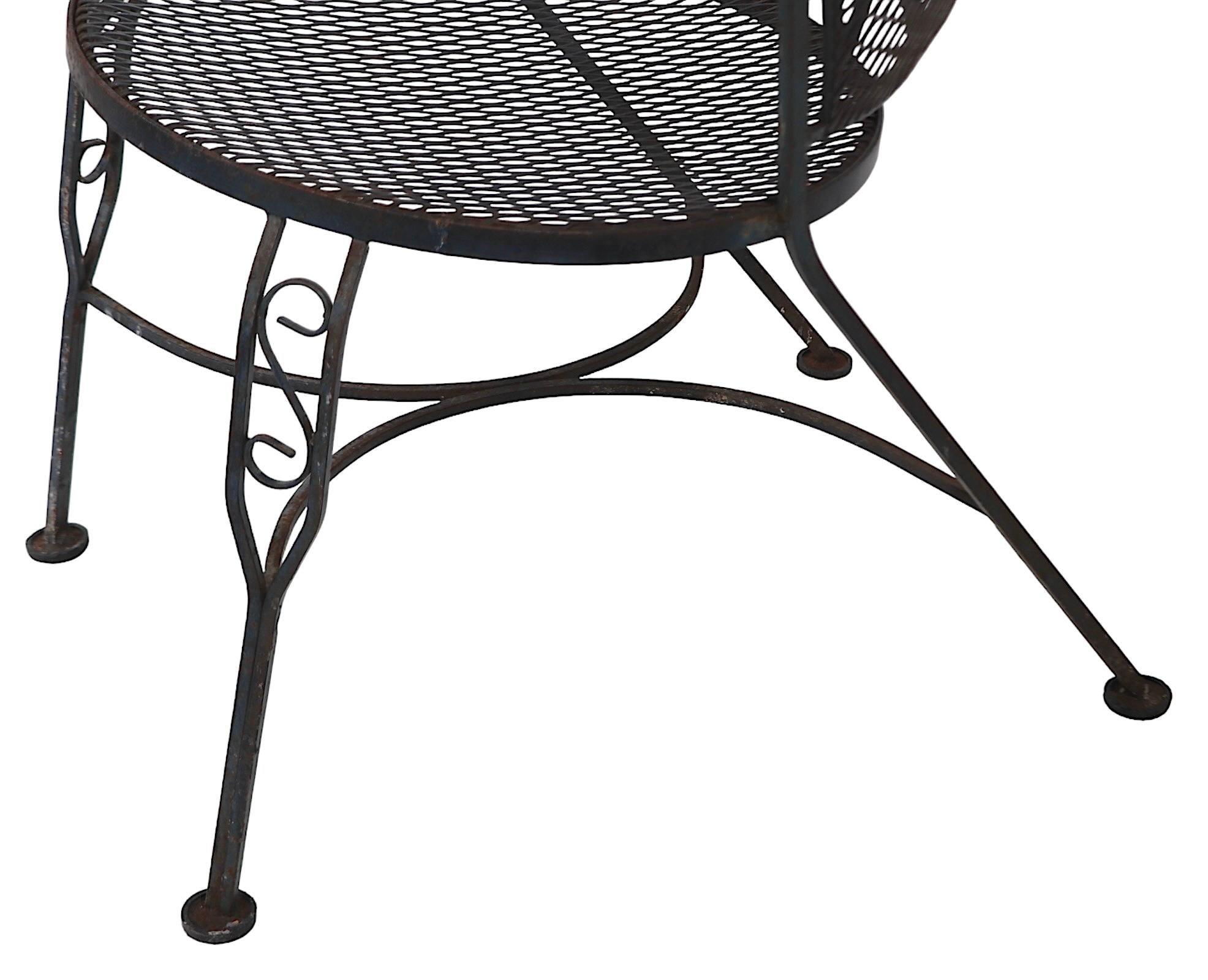 Pr. Vintage Wrought Iron Garden patio Poolside Chairs by Woodard c. 1950/60's For Sale 1