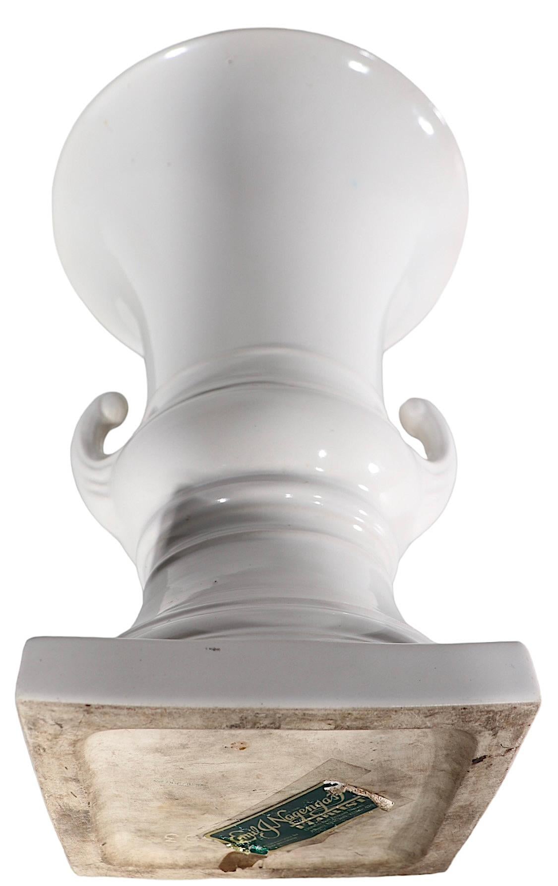 Pr. White on White Ceramic Urn Campagna  Form Vases   For Sale 10