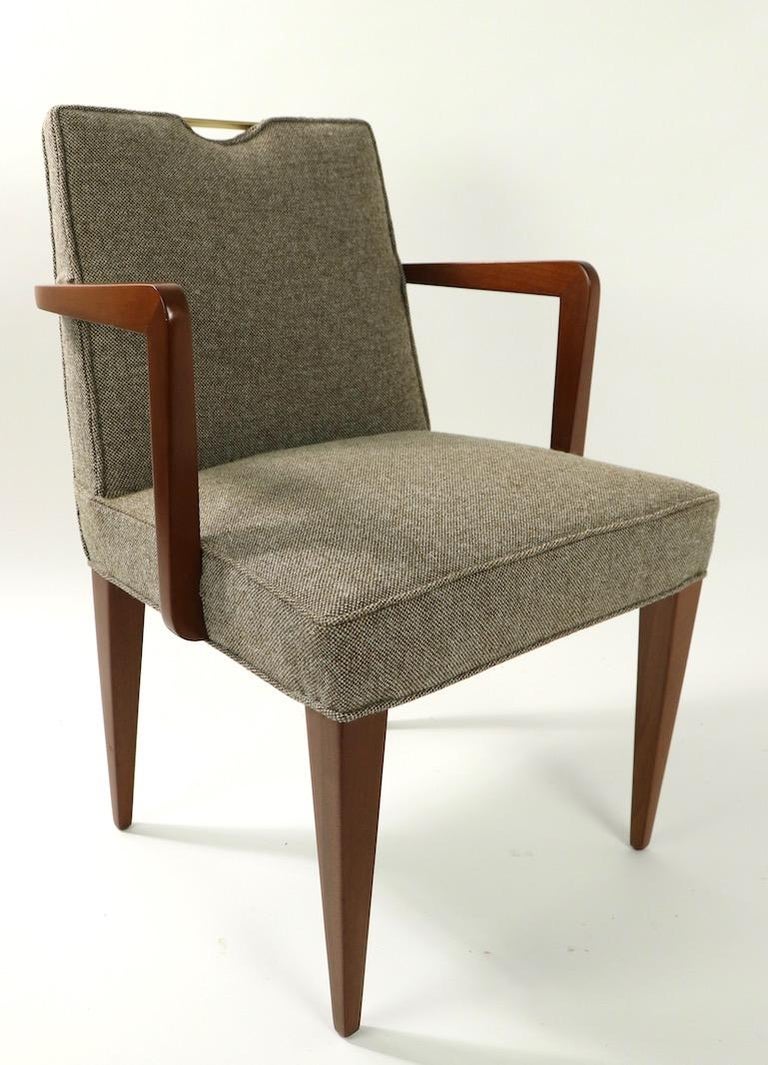 Pair of Wormley for Dunbar Dining Chairs with Brass Handles For Sale at