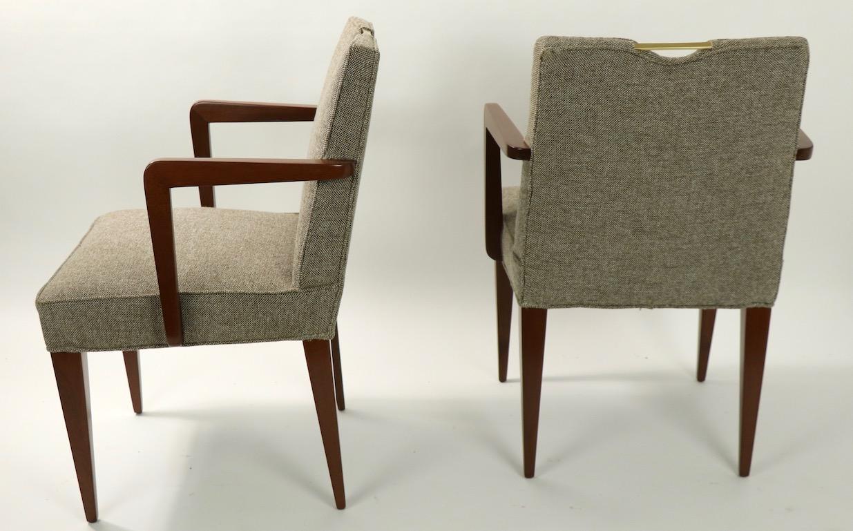 Pair of Wormley for Dunbar Dining Chairs with Brass Handles For Sale 9