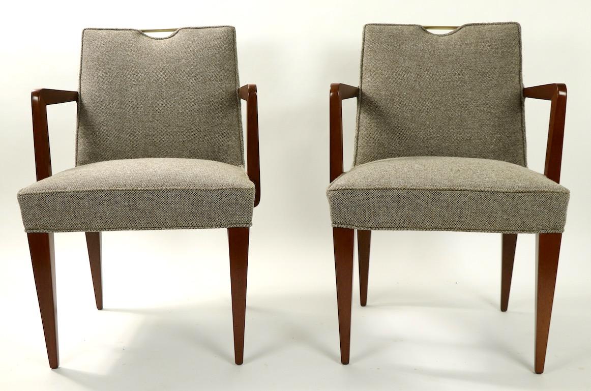 Pair of Wormley for Dunbar Dining Chairs with Brass Handles For Sale 10