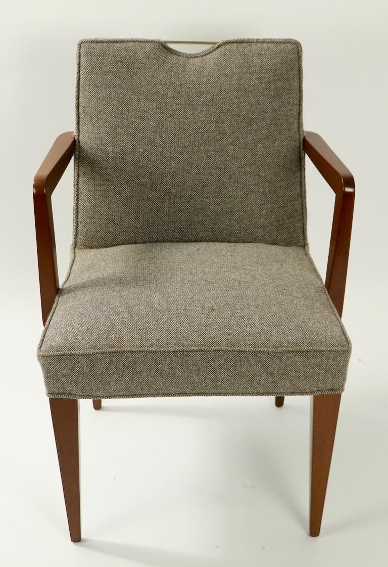 Pair of Wormley for Dunbar Dining Chairs with Brass Handles For Sale at