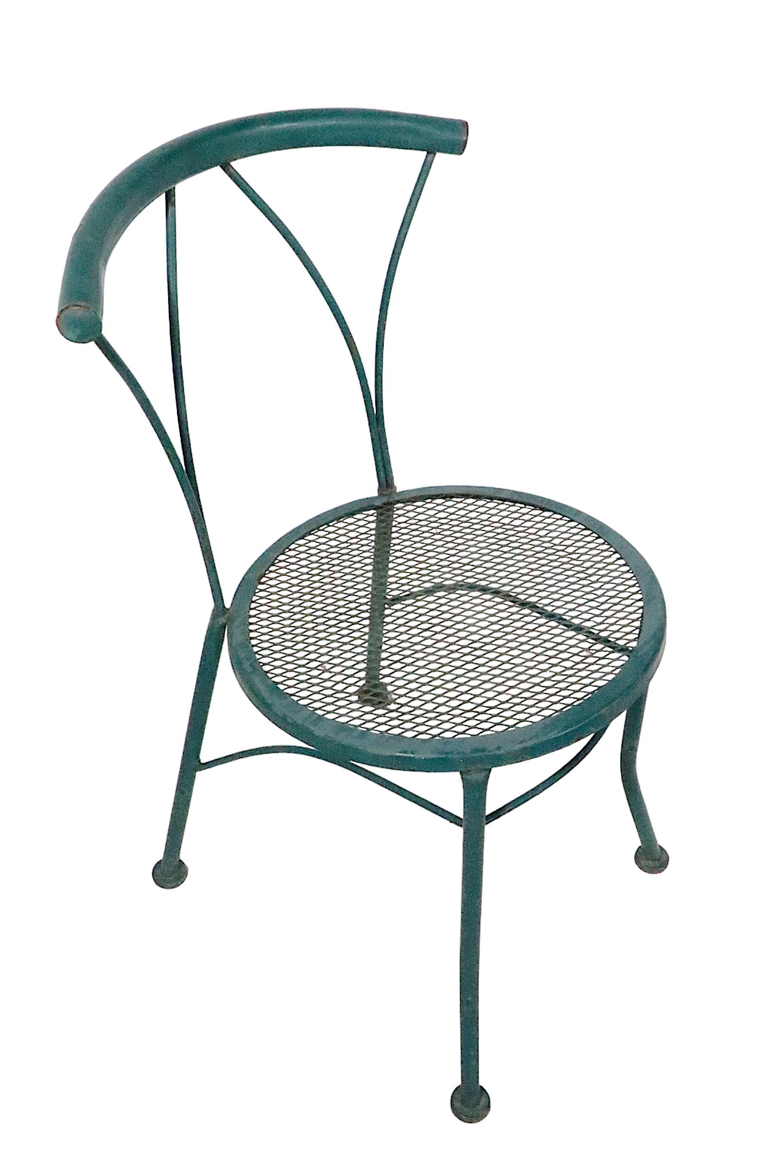 Pr. Wrought Iron and Metal Mesh Garden Patio Poolside Bistro Cafe  Dining Chairs For Sale 11