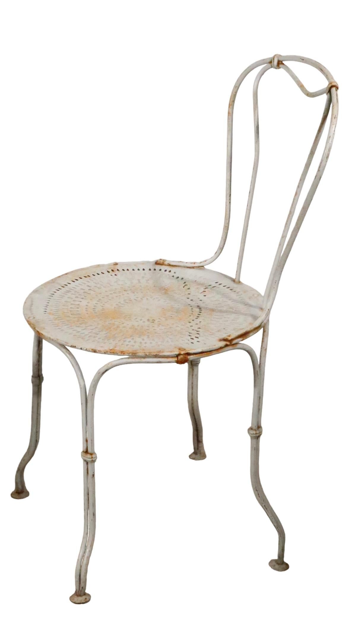 Pair. Wrought Iron French Bistro Cafe Garden Chairs 4