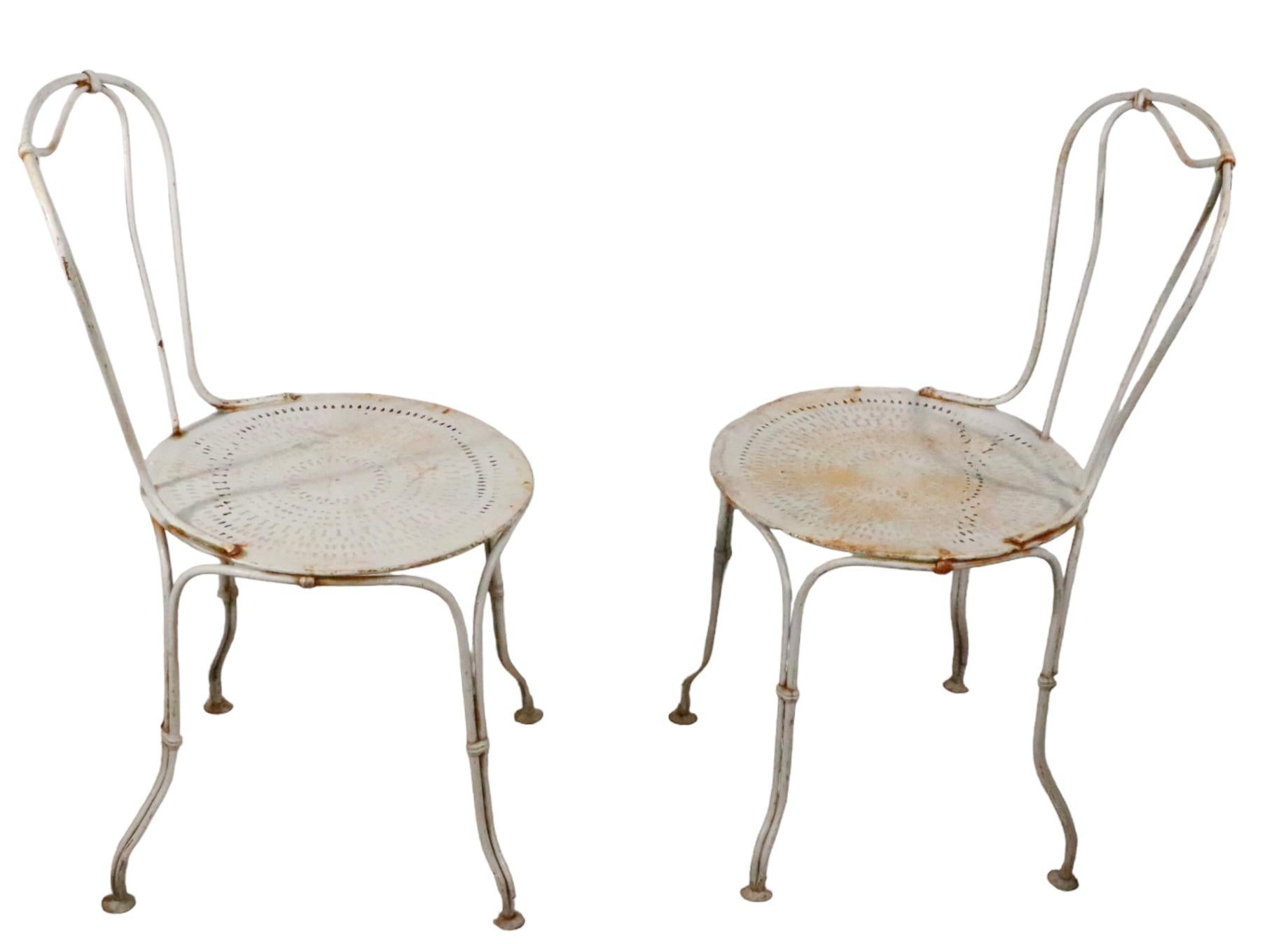 Pair. Wrought Iron French Bistro Cafe Garden Chairs 5