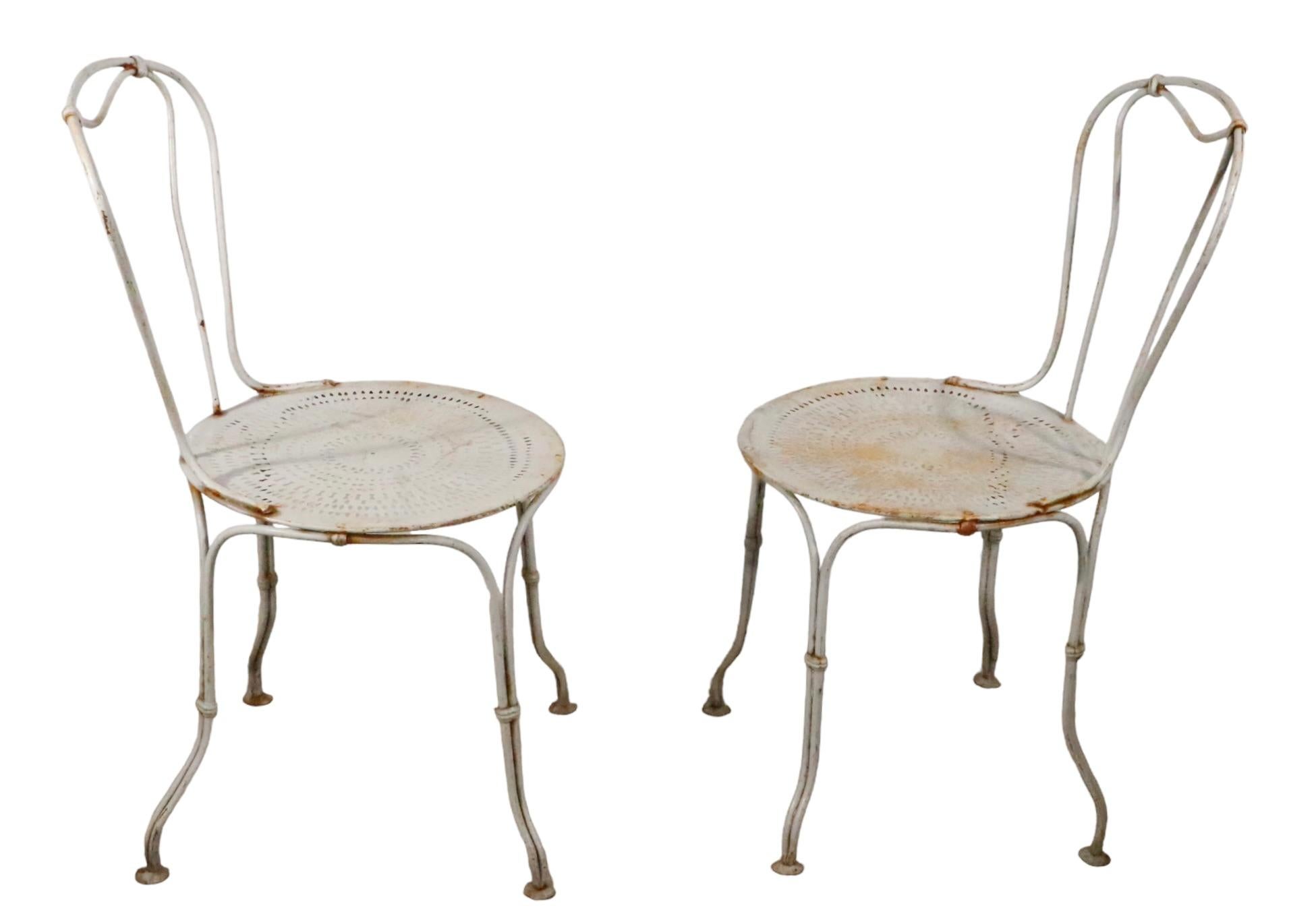 Pair. Wrought Iron French Bistro Cafe Garden Chairs 6