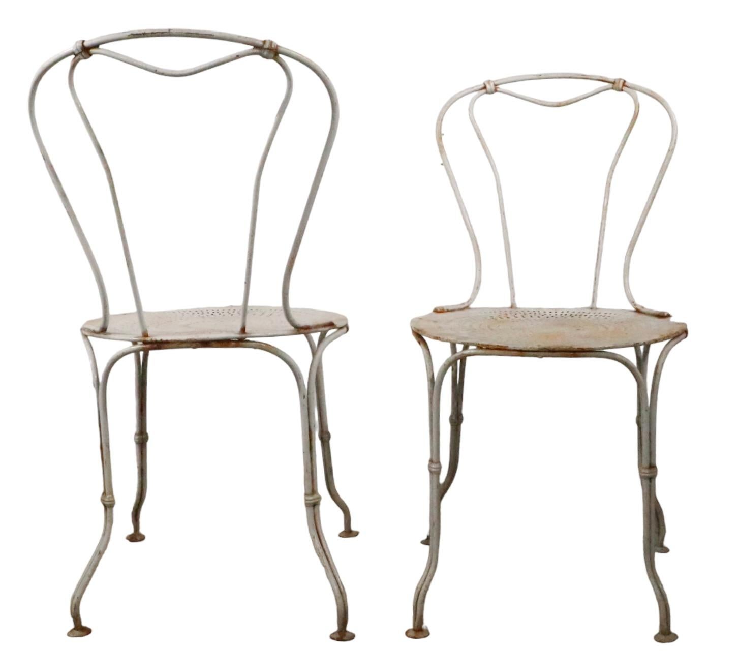Pair. Wrought Iron French Bistro Cafe Garden Chairs 1