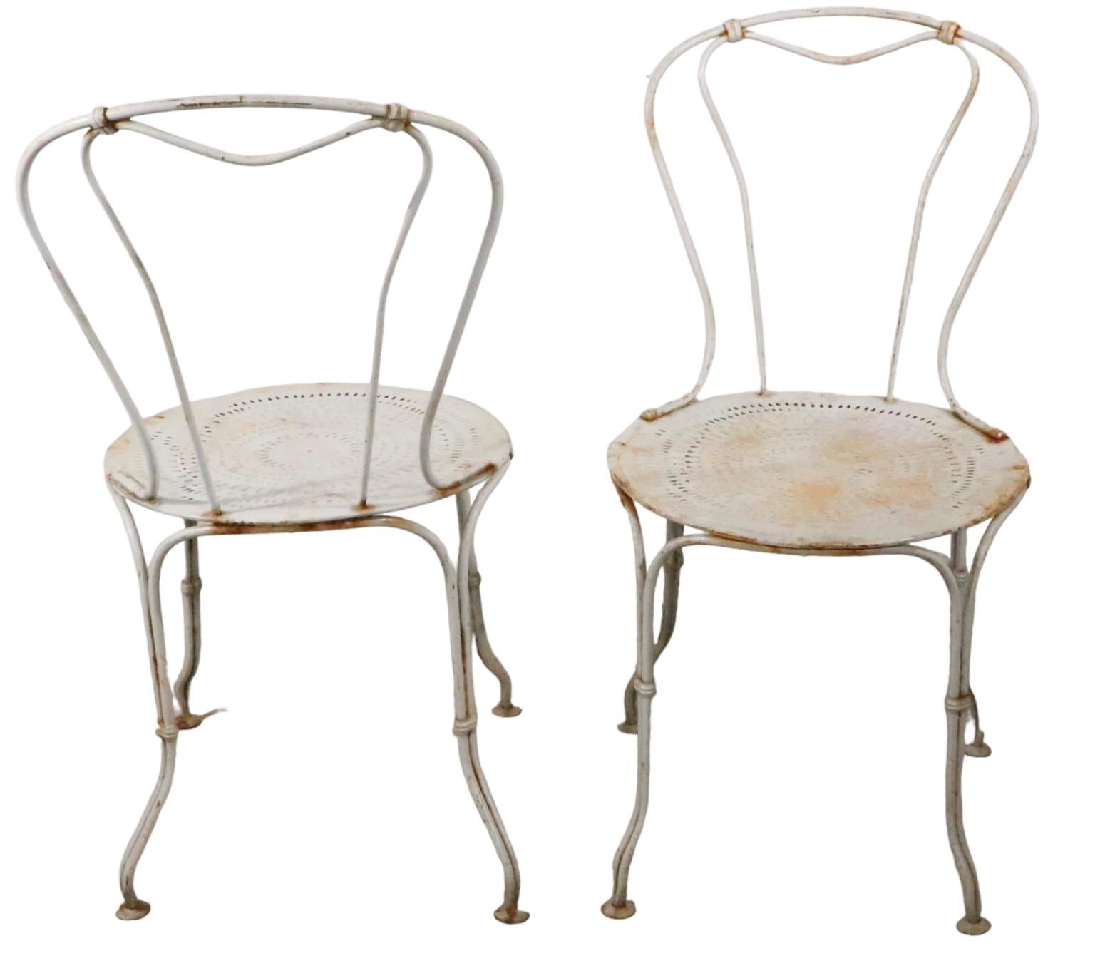 Pair. Wrought Iron French Bistro Cafe Garden Chairs 2