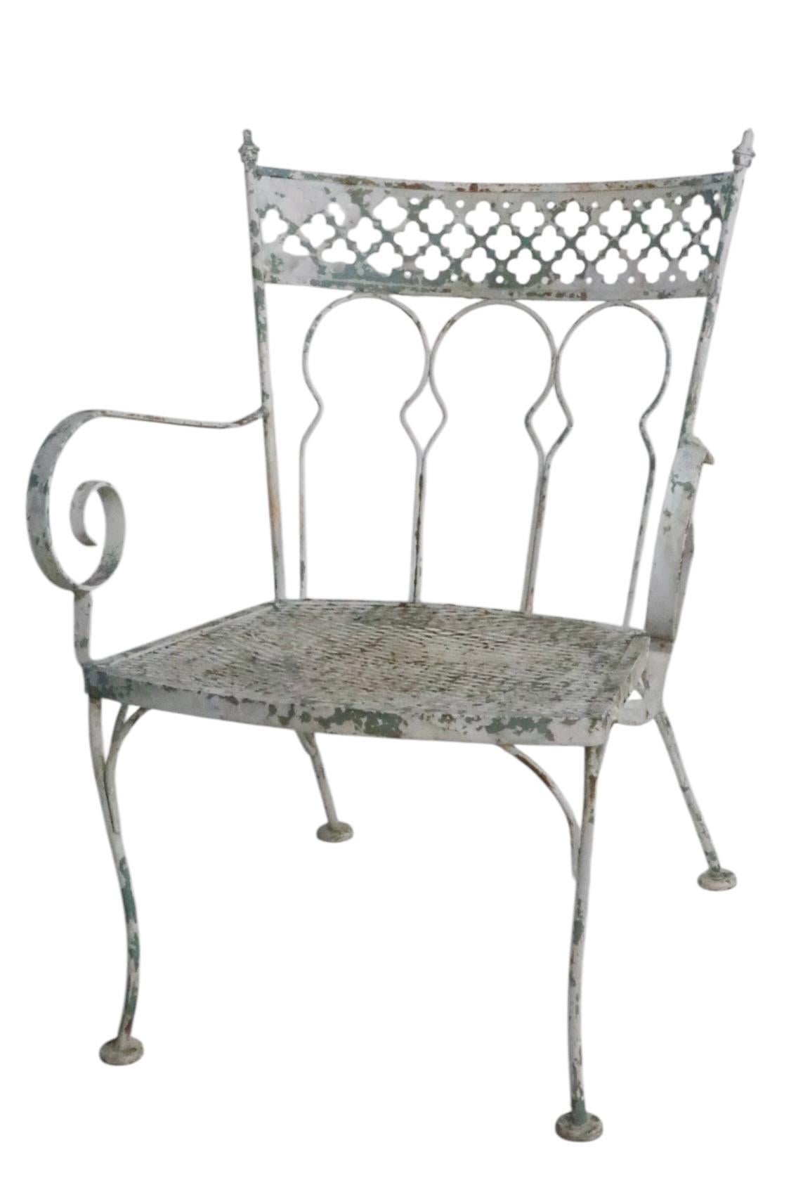 Pr. Sillas de jardín de hierro forjado Taj Mahal de Salterini c. 1950 siglo XX en venta