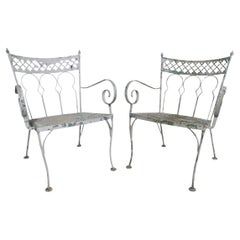 Pr. Wrought Iron Garden Chairs Taj Mahal by Salterini c. 1950's
