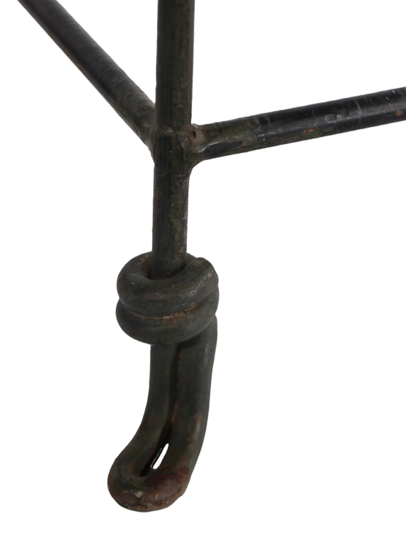 Pr. Wrought Iron Garden Patio End Tables with Polished Granite Tops 2