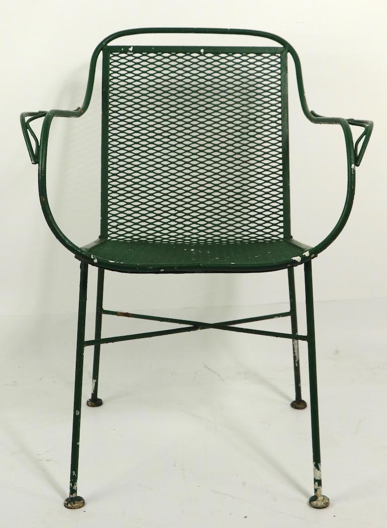 Mid-Century Modern Pair of Wrought Iron Garden Patio Lounge Chairs by Salterini