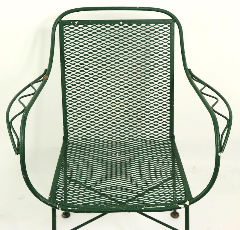 American Pair of Wrought Iron Garden Patio Lounge Chairs by Salterini