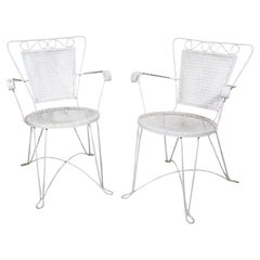 Pr. Wrought Iron Garden Patio Poolside Chairs