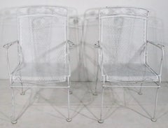 Pr. Wrought Iron Metal Mesh Garden Patio Poolside Chairs by Woodard c. 1950/70's
