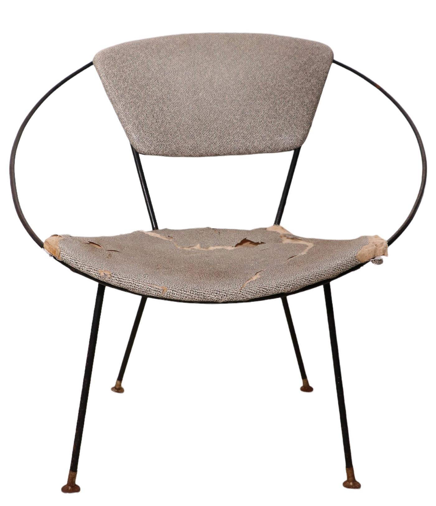 Pr. Wrought Iron Mid Century Hoop Chairs by John Cicchelli for Riley Wolff 1950s For Sale 3