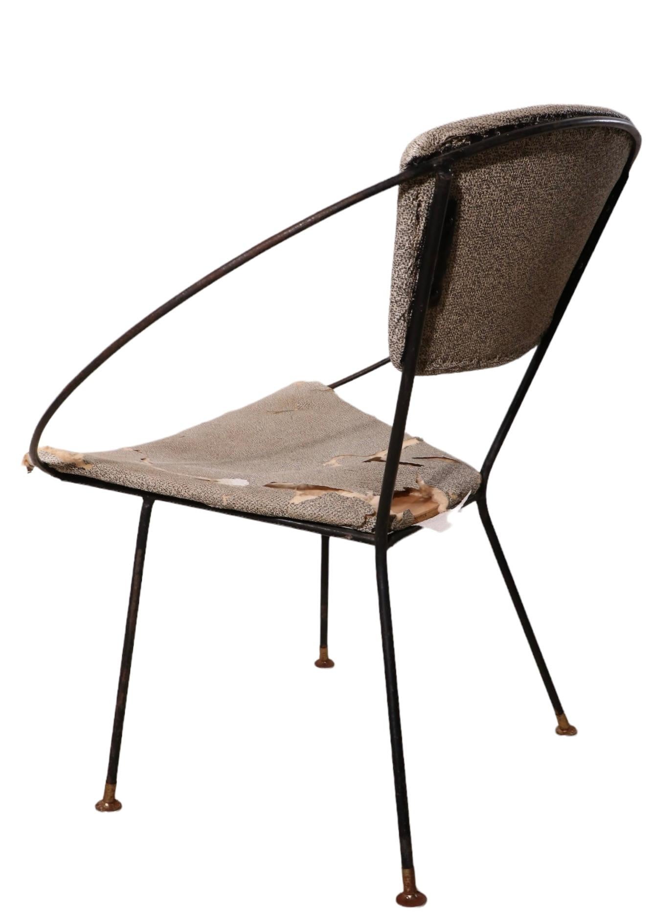 Pr. Wrought Iron Mid Century Hoop Chairs by John Cicchelli for Riley Wolff 1950s For Sale 5
