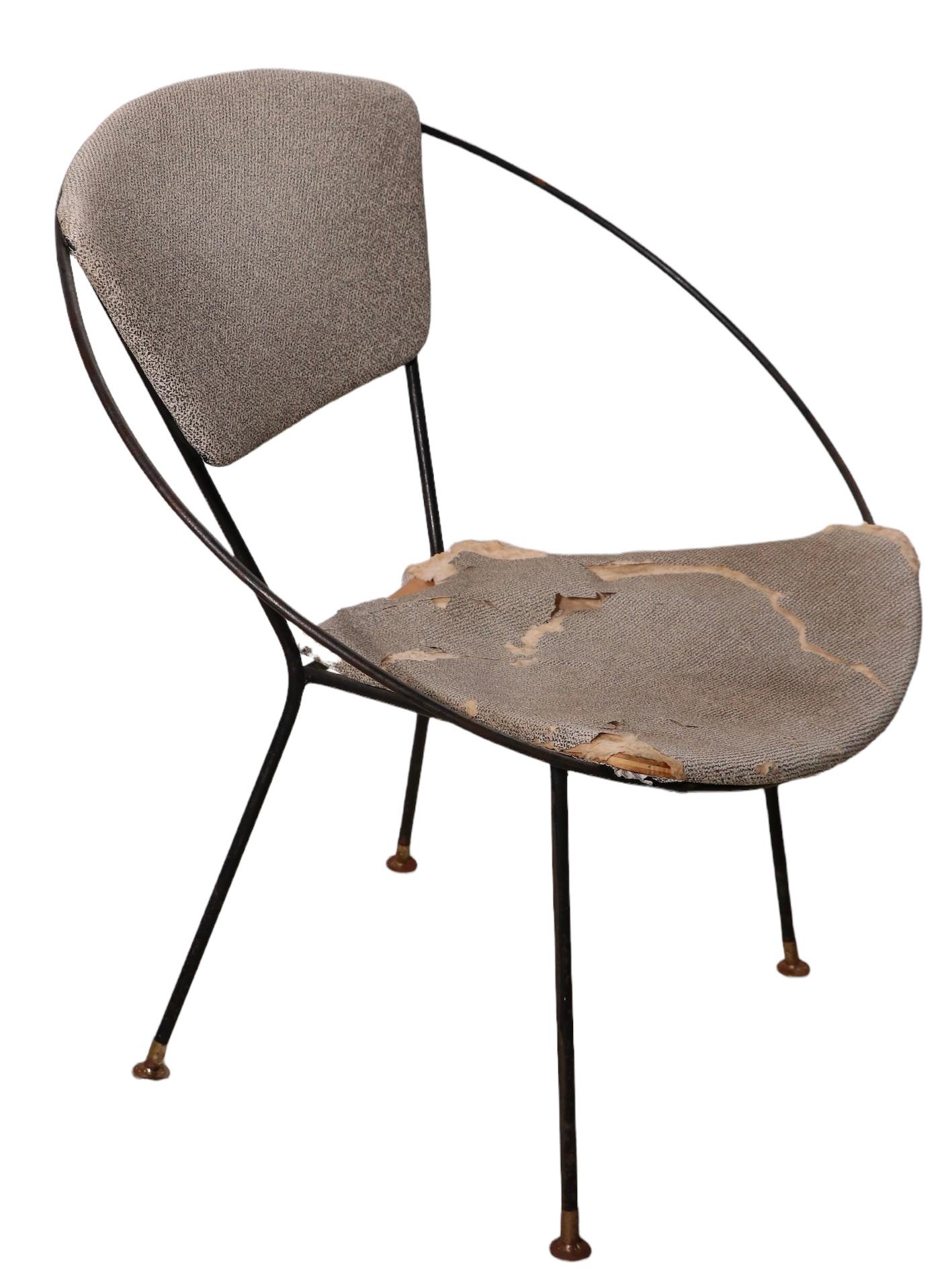 Pr. Wrought Iron Mid Century Hoop Chairs by John Cicchelli for Riley Wolff 1950s For Sale 6
