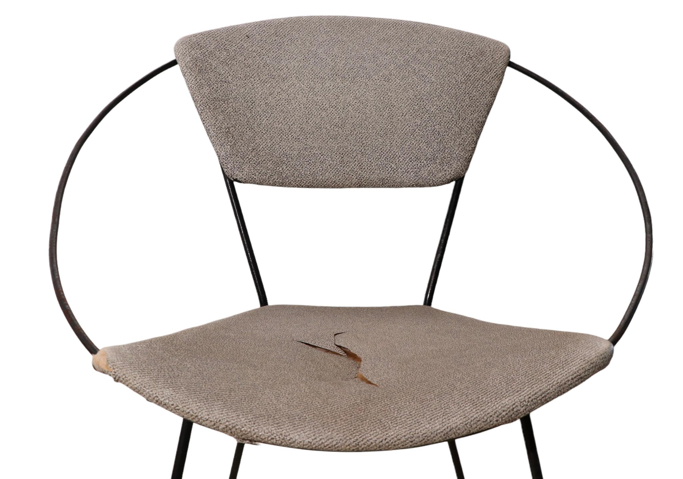 Mid-Century Modern Pr. Wrought Iron Mid Century Hoop Chairs by John Cicchelli for Riley Wolff 1950s For Sale