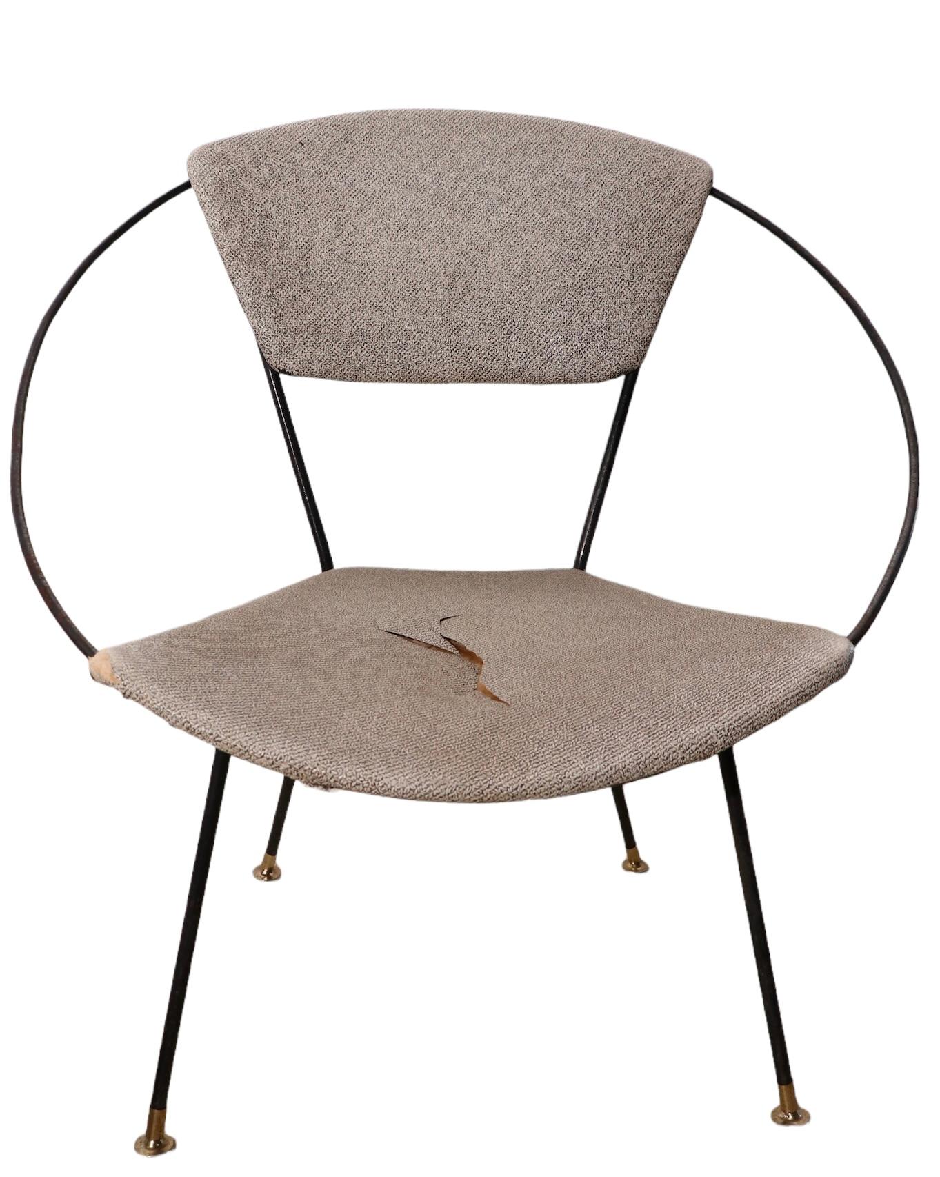 American Pr. Wrought Iron Mid Century Hoop Chairs by John Cicchelli for Riley Wolff 1950s For Sale