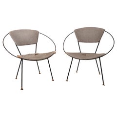 Pr. Wrought Iron Mid Century Hoop Chairs by John Cicchelli for Riley Wolff 1950s