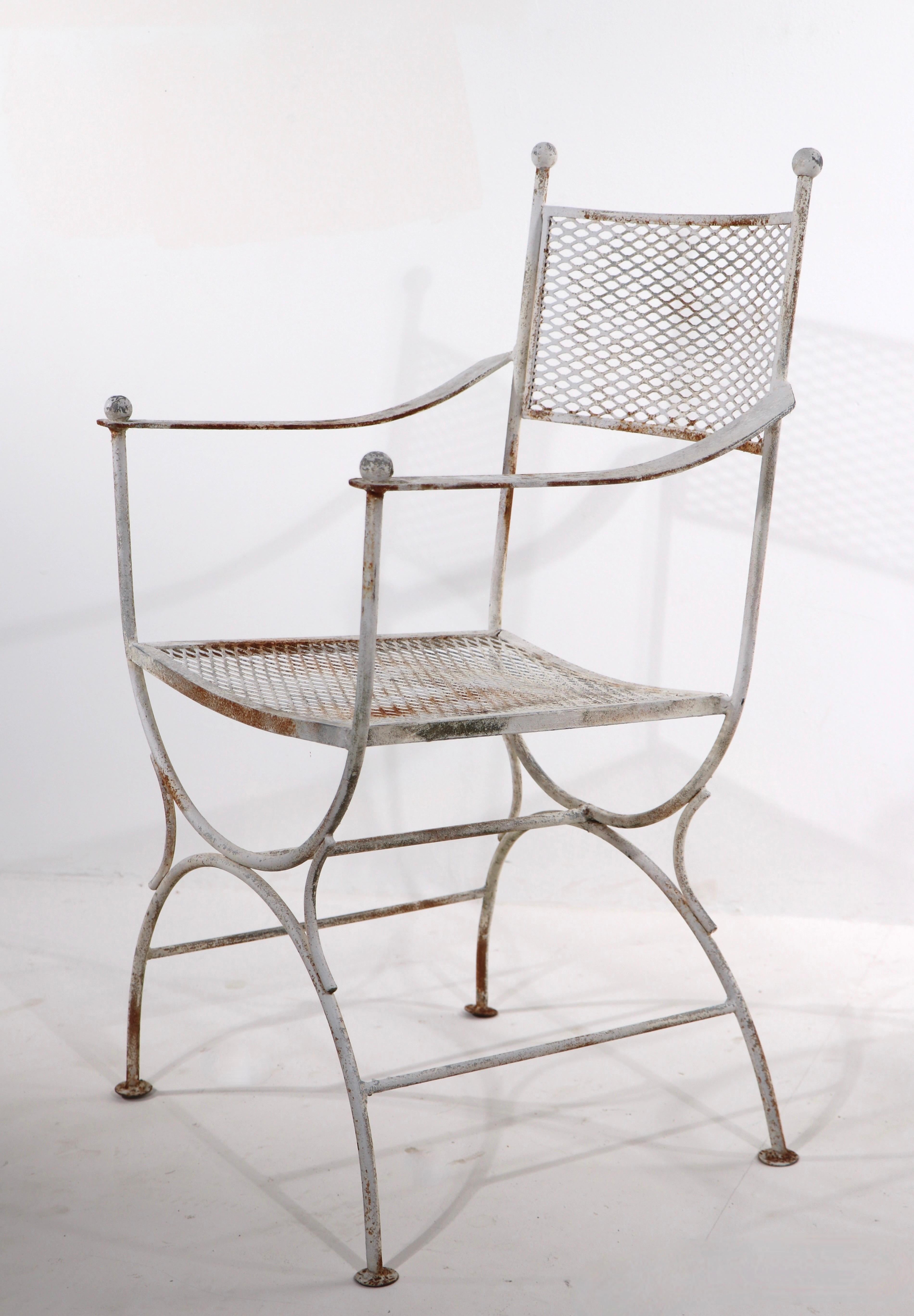 Hollywood Regency Pr. Wrought Iron Patio Garden Chairs attributed to Salterini