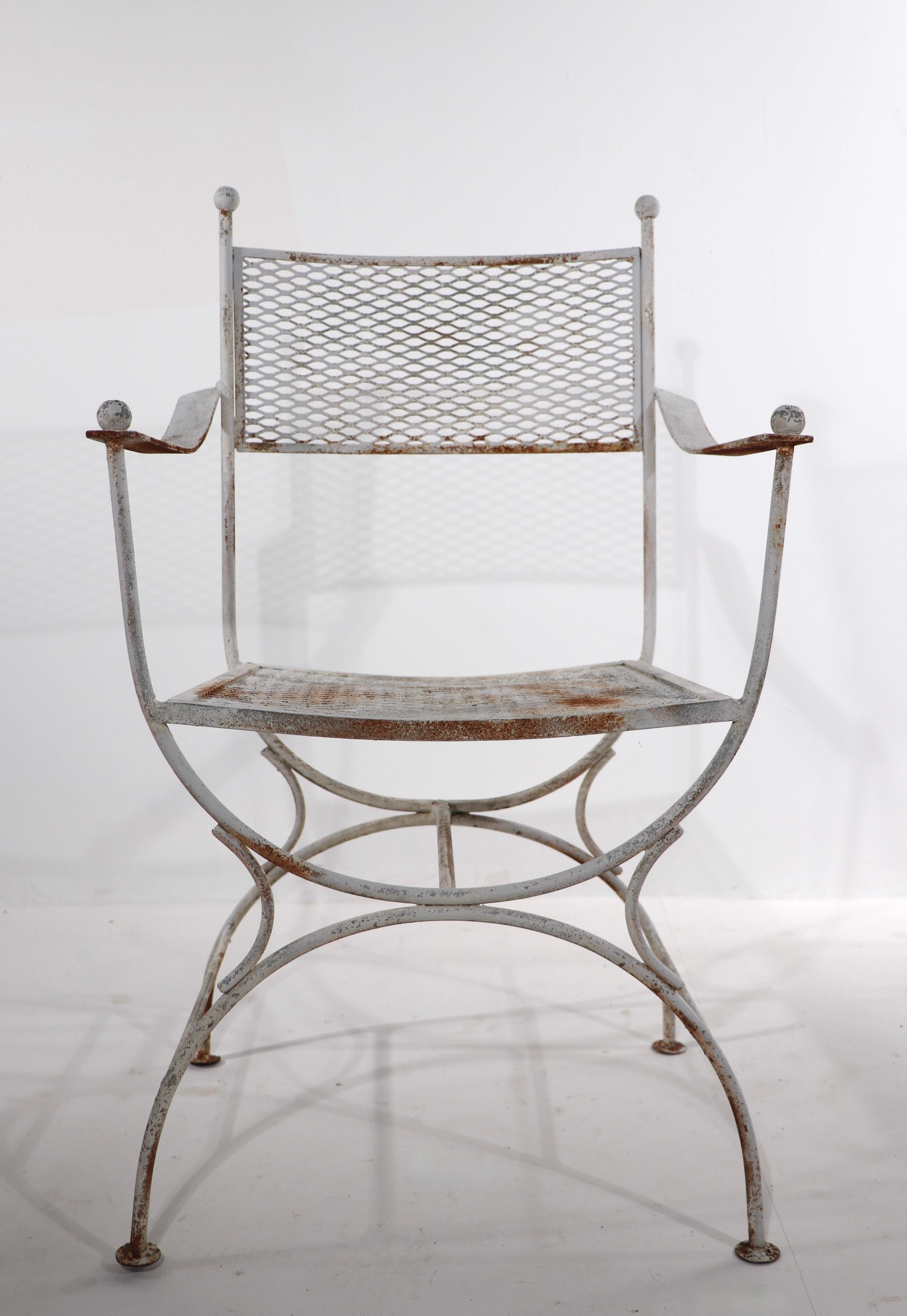American Pr. Wrought Iron Patio Garden Chairs attributed to Salterini