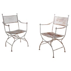 Pr. Wrought Iron Patio Garden Chairs attributed to Salterini