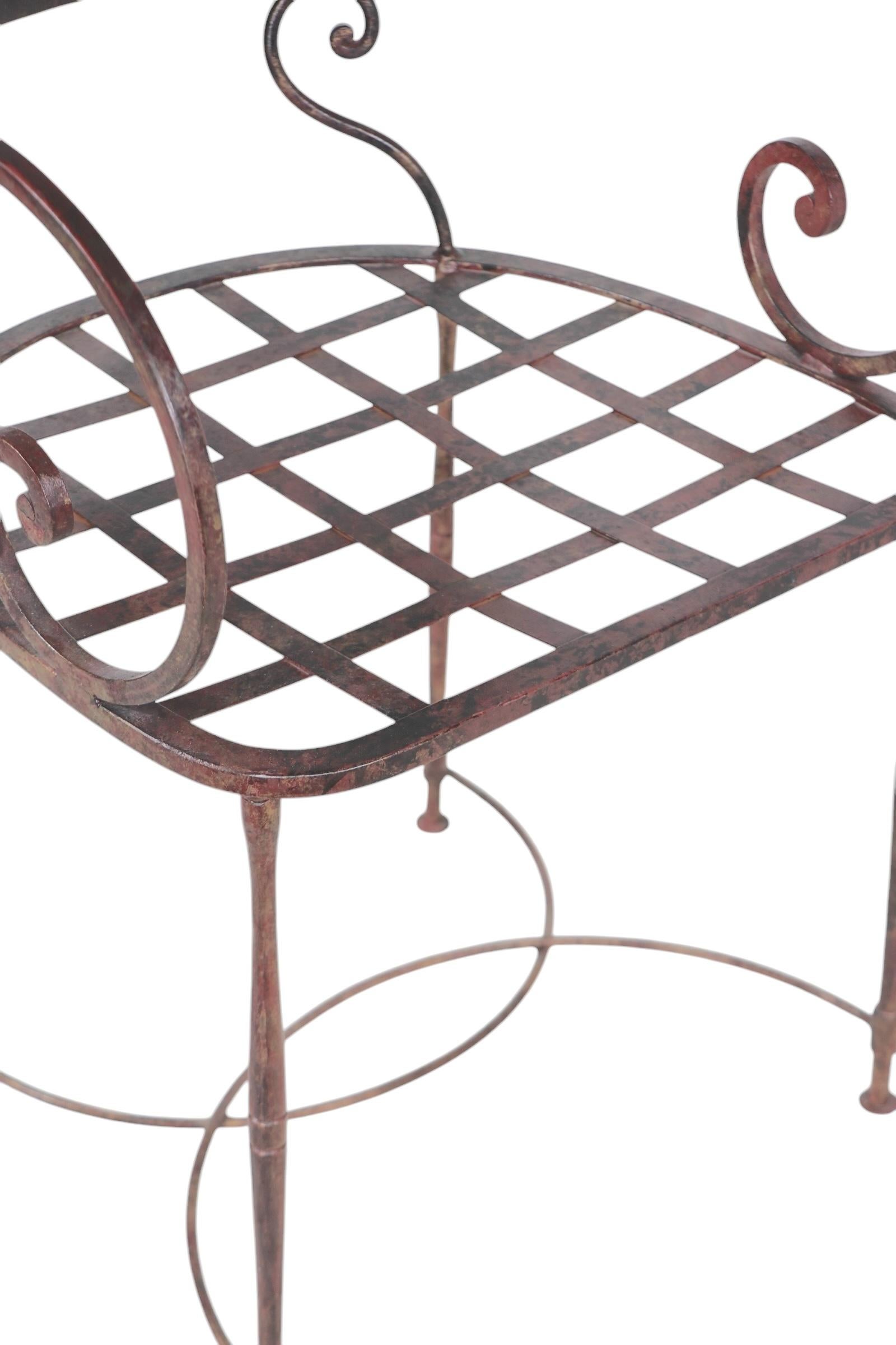 Pr. Wrought Iron Patio Garden Classical Style Dining Arm Chairs by Arhaus 5
