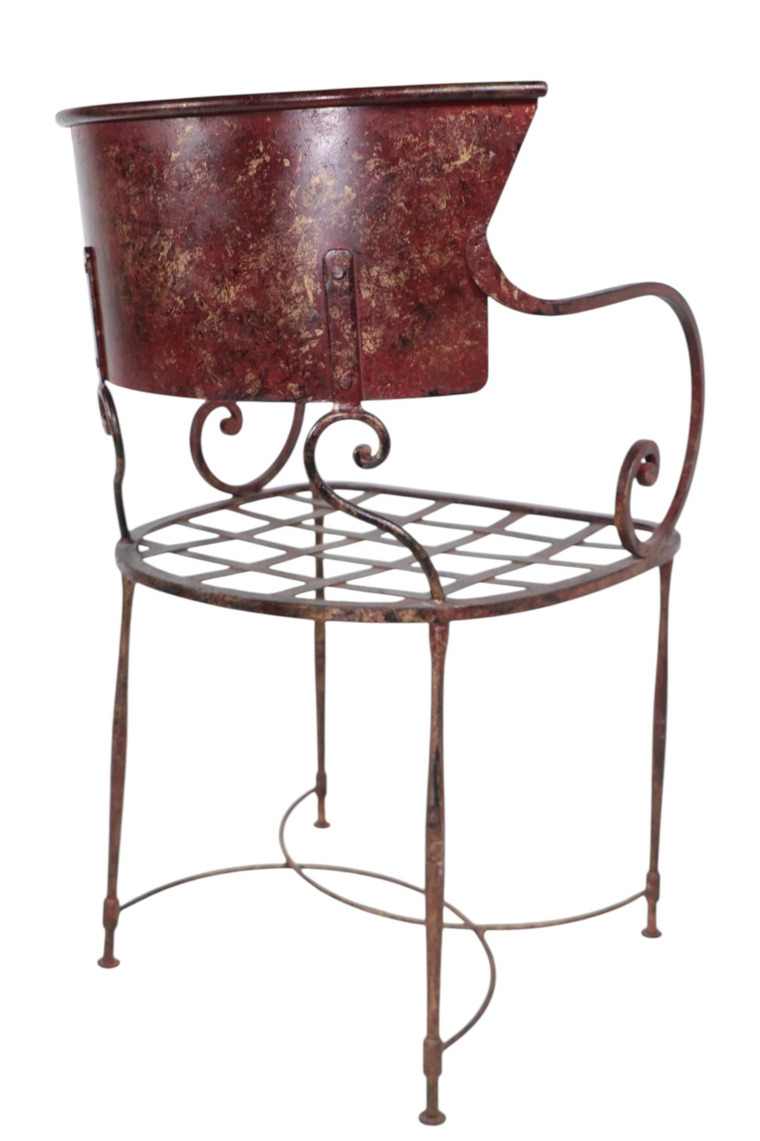 Pr. Wrought Iron Patio Garden Classical Style Dining Arm Chairs by Arhaus 6