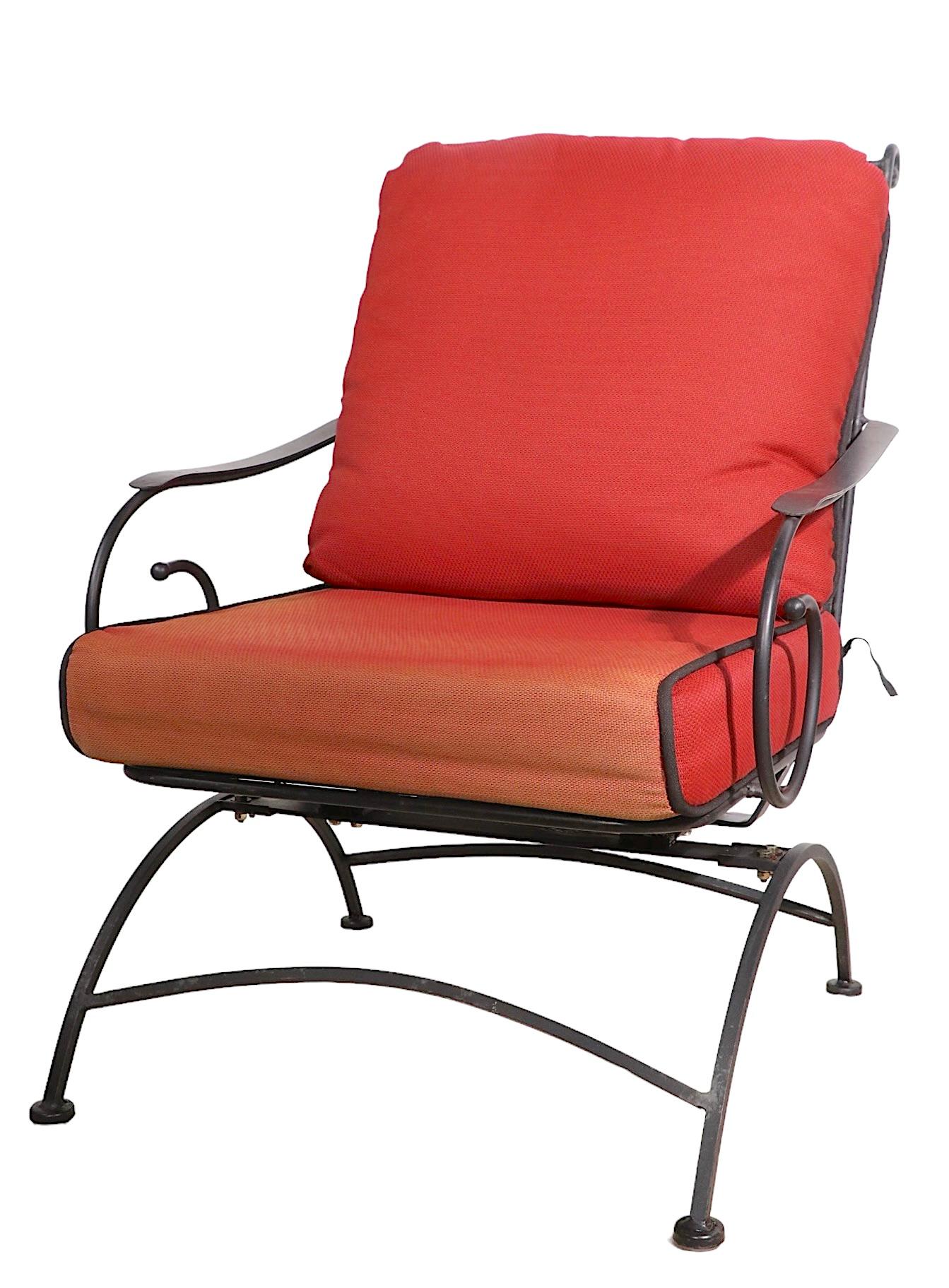 Pr. Wrought Iron Platform Rocking Chairs att. to Woodard c. 1970/1980's For Sale 1