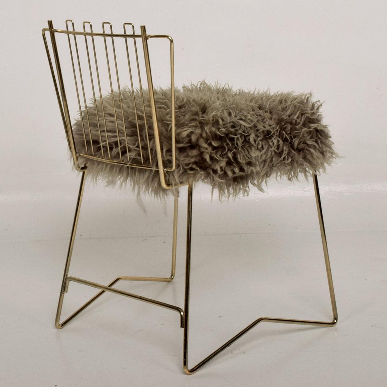 Contemporary PR03 Folding Brass and Lambskin Chair