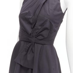 PRABAL GURUNG schwarz Baumwolle Schleife Detail hohe Taille fit ausgestellte Kleid US0 XS