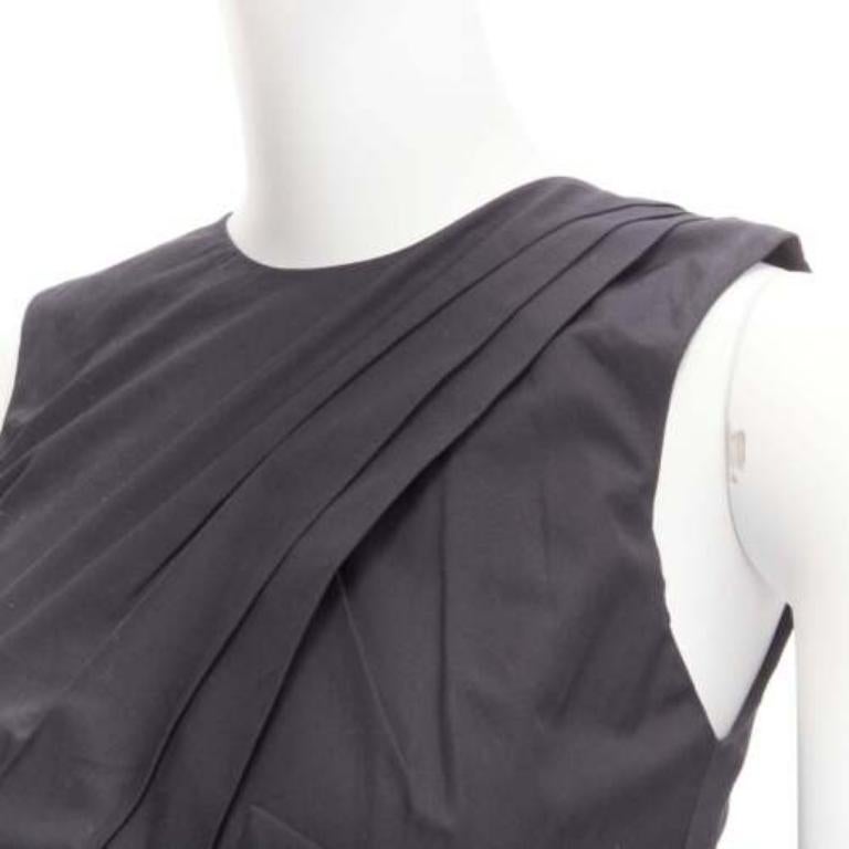 PRABAL GURUNG black cotton bow detail high waist fit flared dress US0 XS For Sale 2