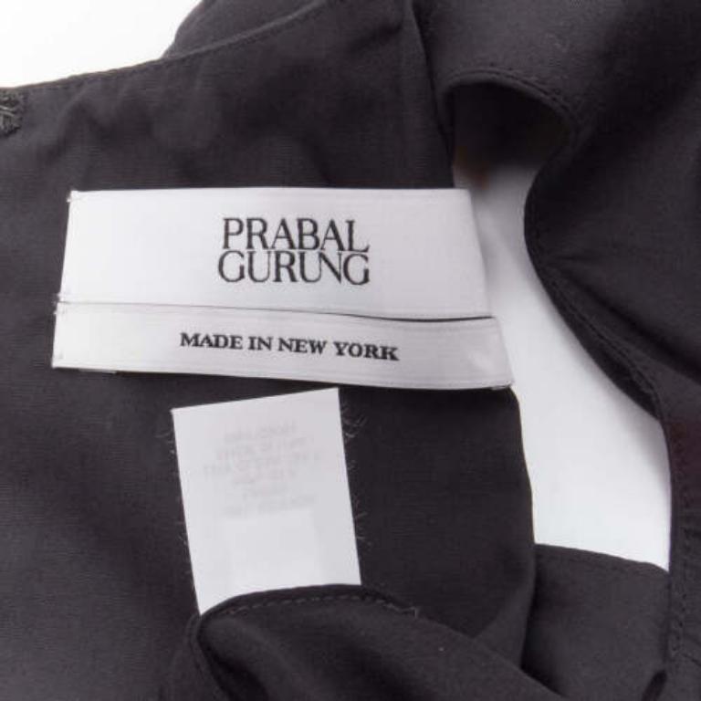 PRABAL GURUNG black cotton bow detail high waist fit flared dress US0 XS For Sale 3