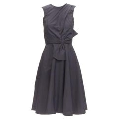 PRABAL GURUNG schwarz Baumwolle Schleife Detail hohe Taille fit ausgestellte Kleid US0 XS