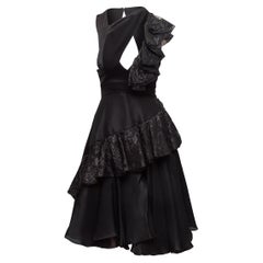 Prabal Gurung Black Sleeveless Ruffle-Trimmed Dress