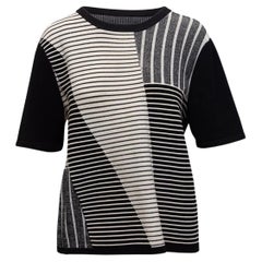 Prabal Gurung Black & White Rib Knit Striped T-Shirt