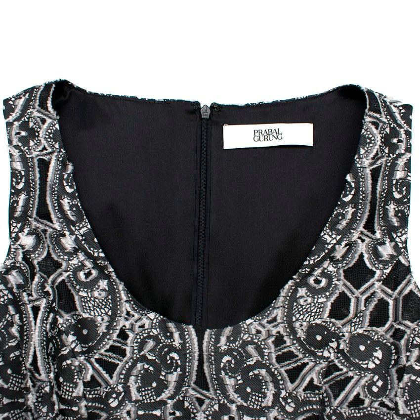 Women's Prabal Gurung Black & White Silk Embroidered Dress - Size US 2