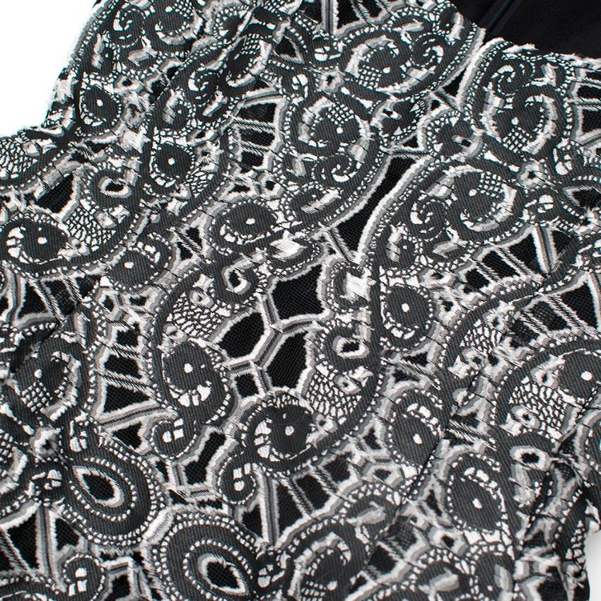 Prabal Gurung Black & White Silk Embroidered Dress - Size US 2 3