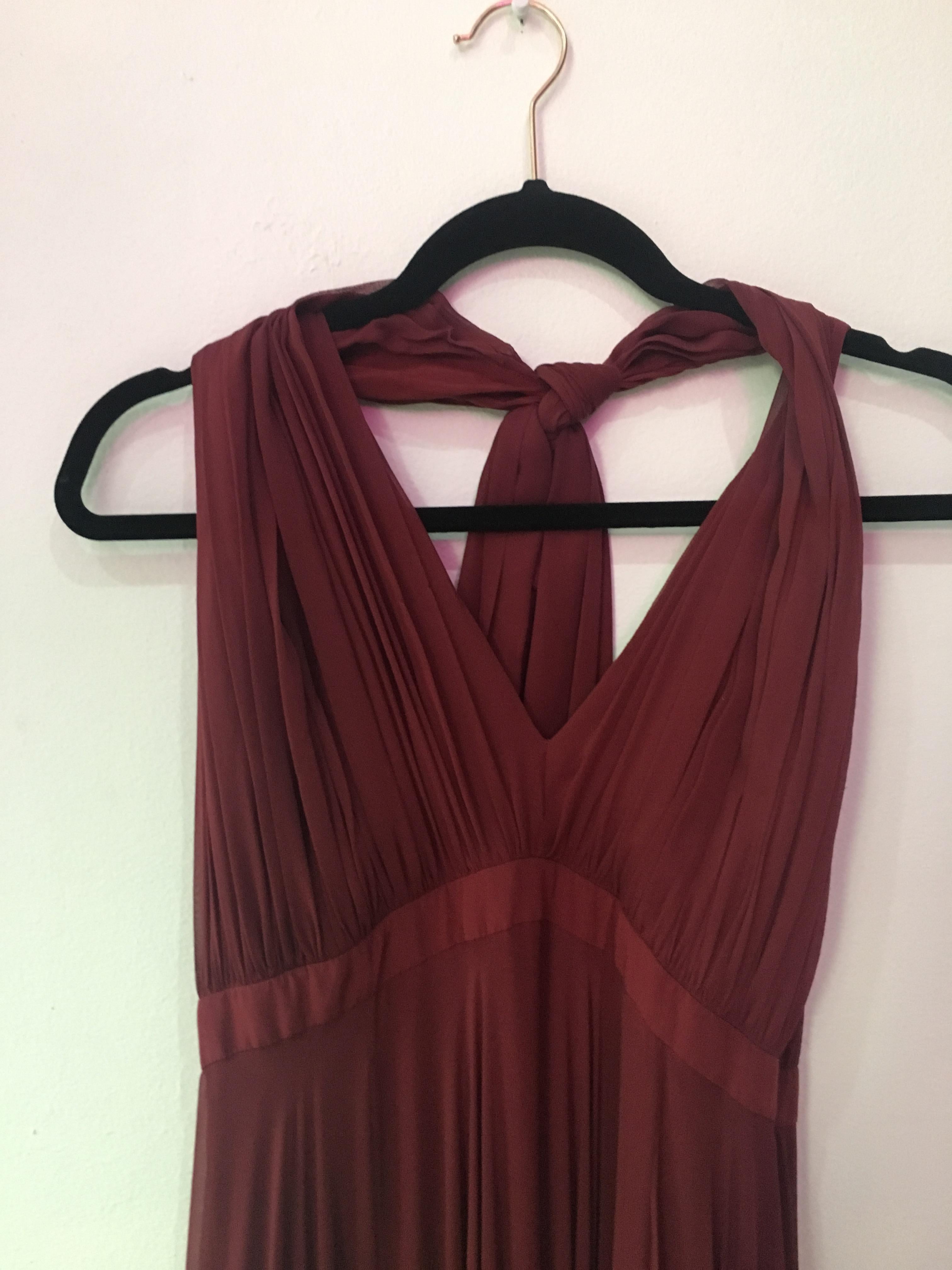 burgundy chiffon dress